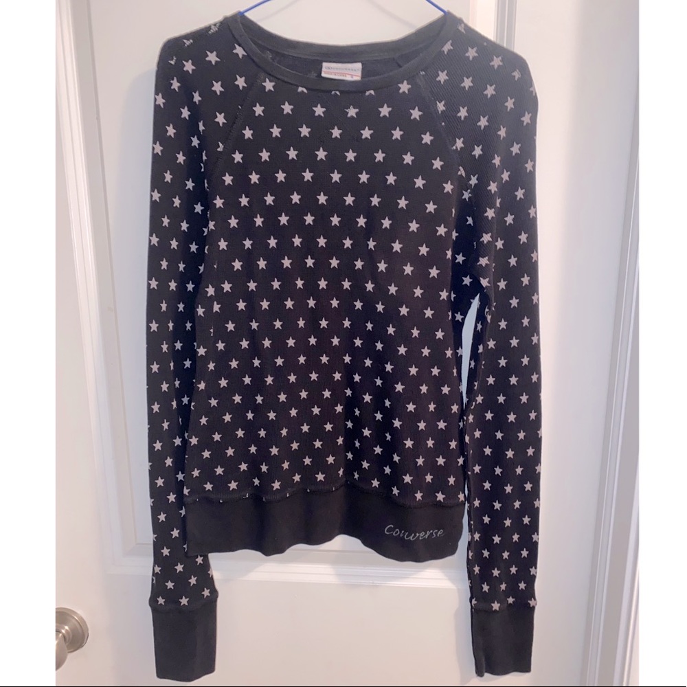 Black Converse Long Sleeve with Grey Stars.